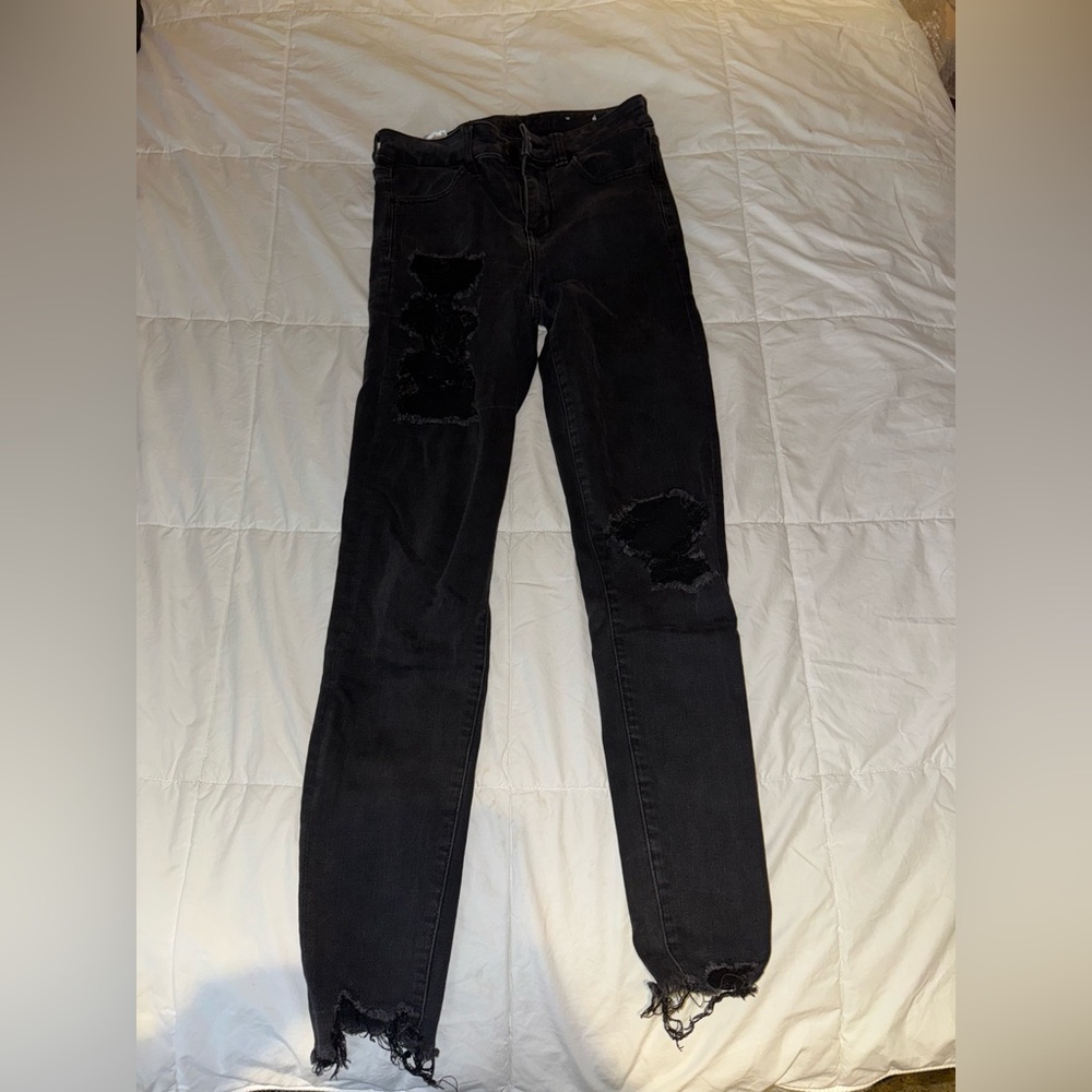 Women's Black Distressed Jeans